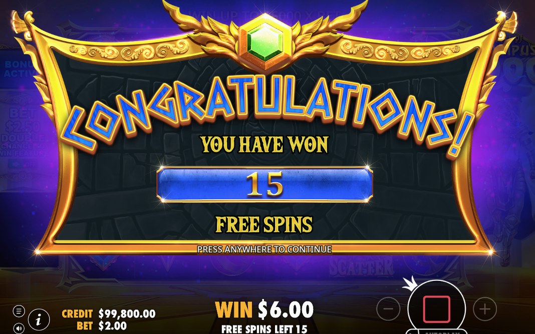 Retrigger moment adding 5 spins to the tally