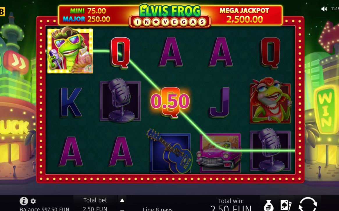 Win screen with the amount paid for the round