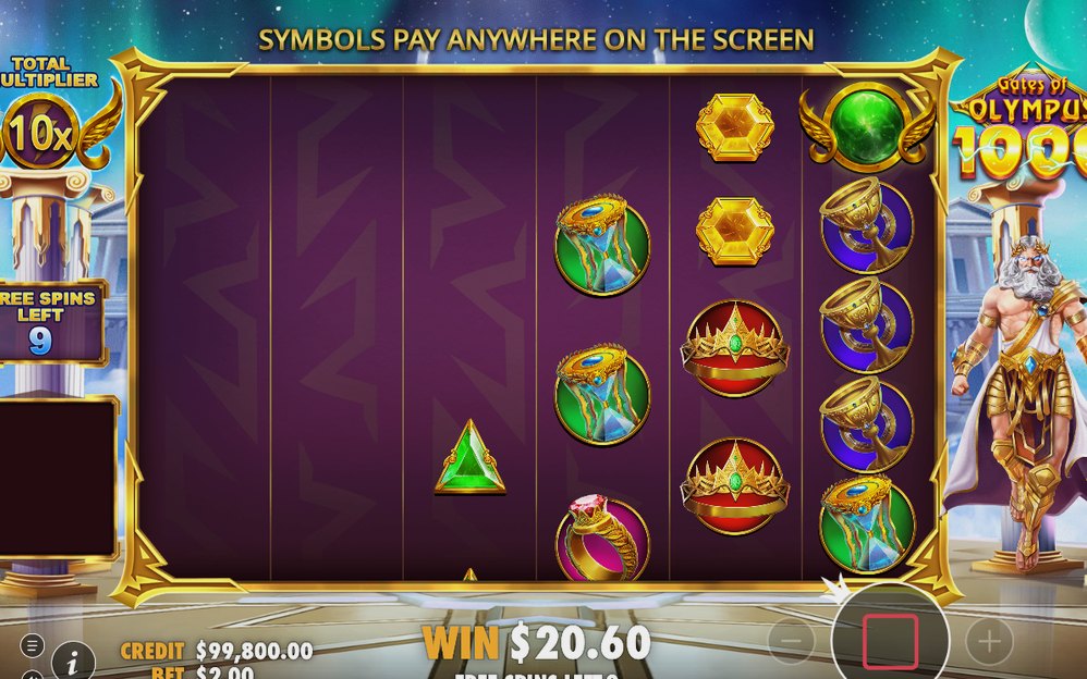 Free spins counter with the total multiplier already collected